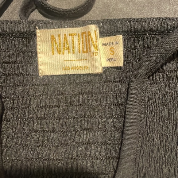 NATION LTD kitty smocked halter top in Black - Picture 4 of 5